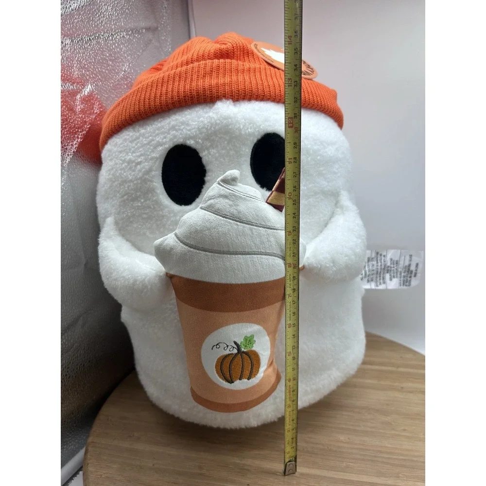 Ghost Pillow with Pumpkin Spice Latte Barista Coffee Viral 16 inch NEW Plush